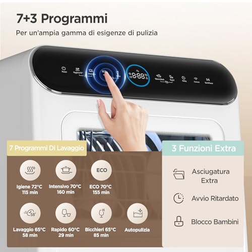 Detalle de COMFEE Lavastoviglie Libera Installazione, 3 coperti, 7+3 programmi – Bianco