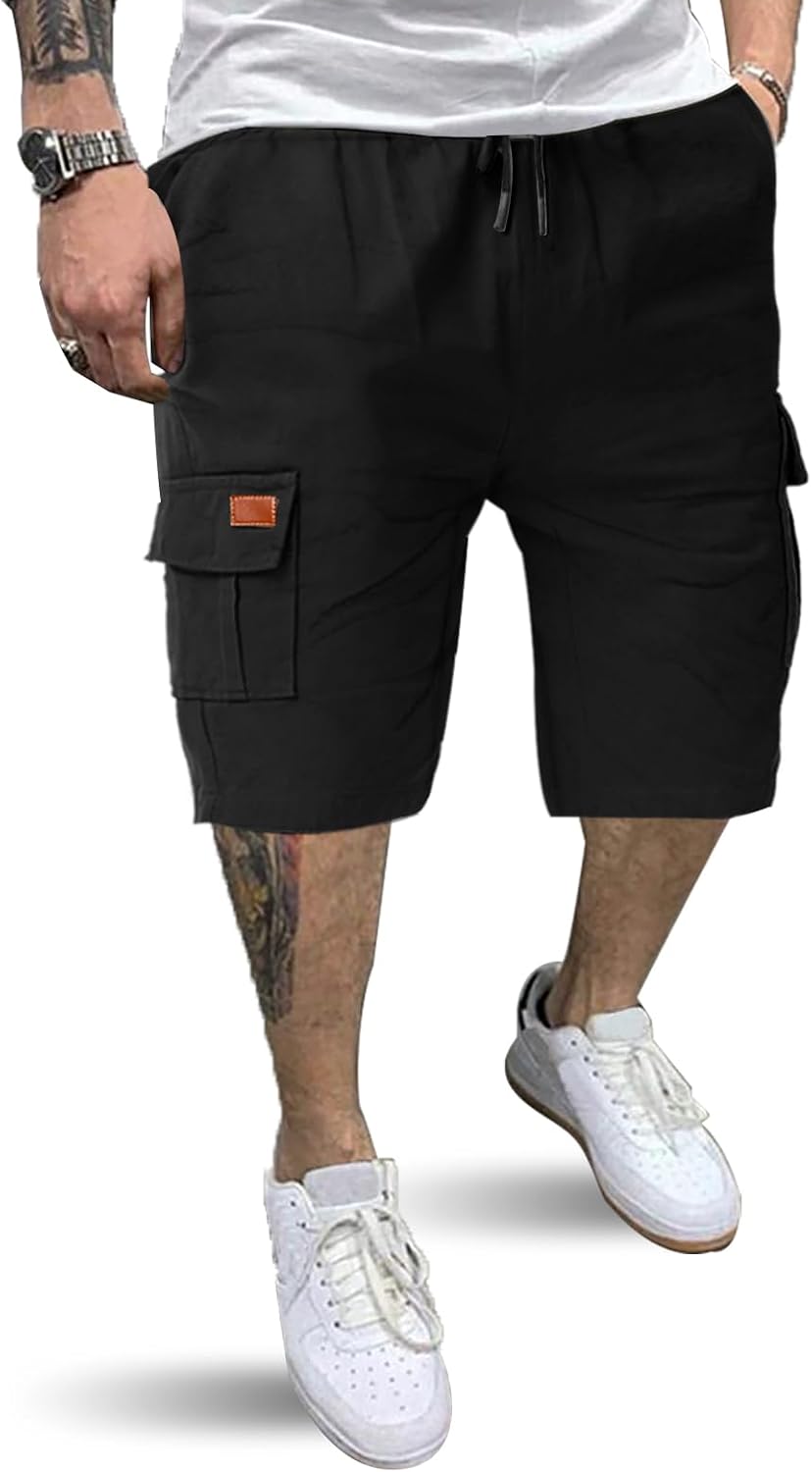 Detalle de HMIYA Kurze Cargo-Hosen für Herren aus Baumwolle – robuste, bequeme Shorts mit 6 Taschen