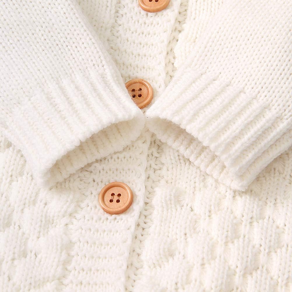 Detalle de Odizli Neugeborene Strampler mit Kapuze und Knöpfen – langarm, gestrickt für Herbst/Winter