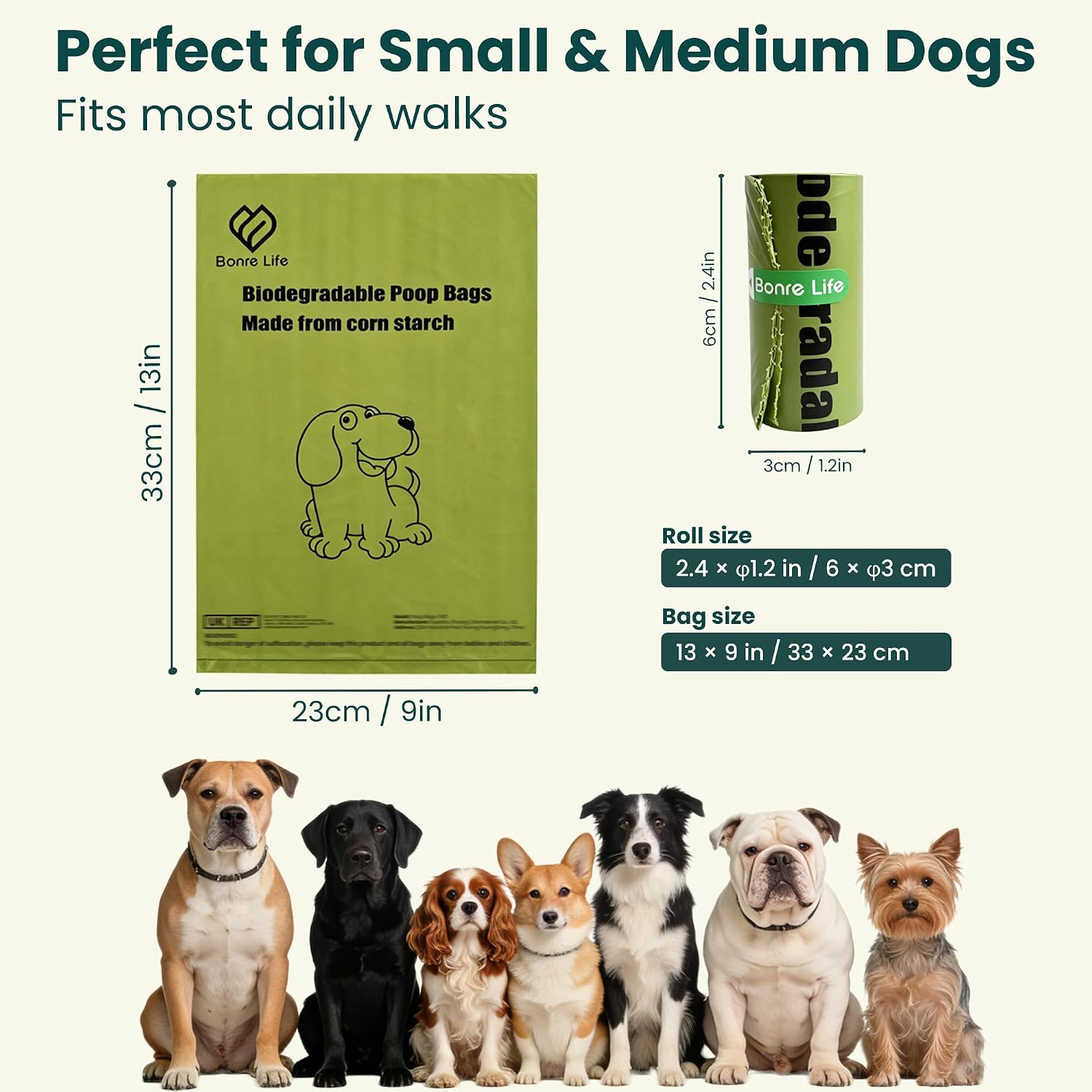 Detalle de Bonre Life Dog Poop Bags 540 biodegradable