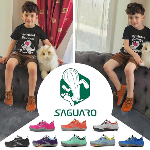 Detalle 2 de SAGUARO Barefoot Zapatillas de trail running minimalistas para niños (naranja)
