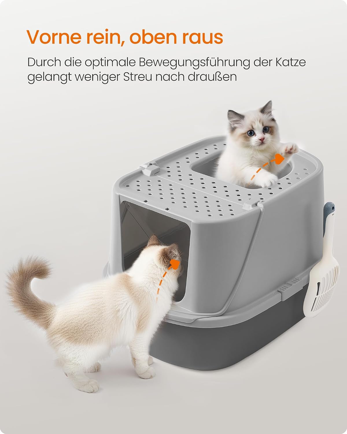 Detalle de Feandrea Katzenklo groß XXL – Katzentoilette mit Deckel, Schaufel und Bürste, bis 15 kg