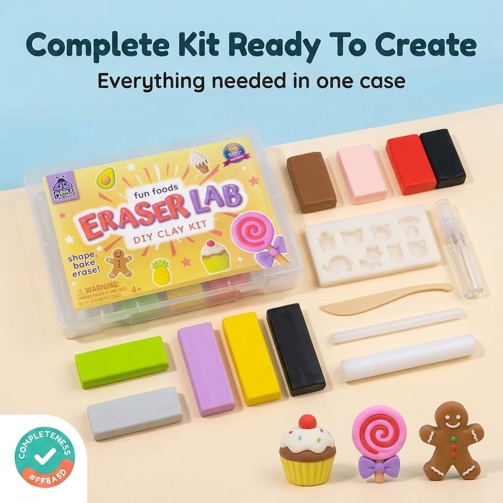 Detalle de Eraser Lab Make Your Own Erasers for Kids – Fun Food Theme DIY Kit