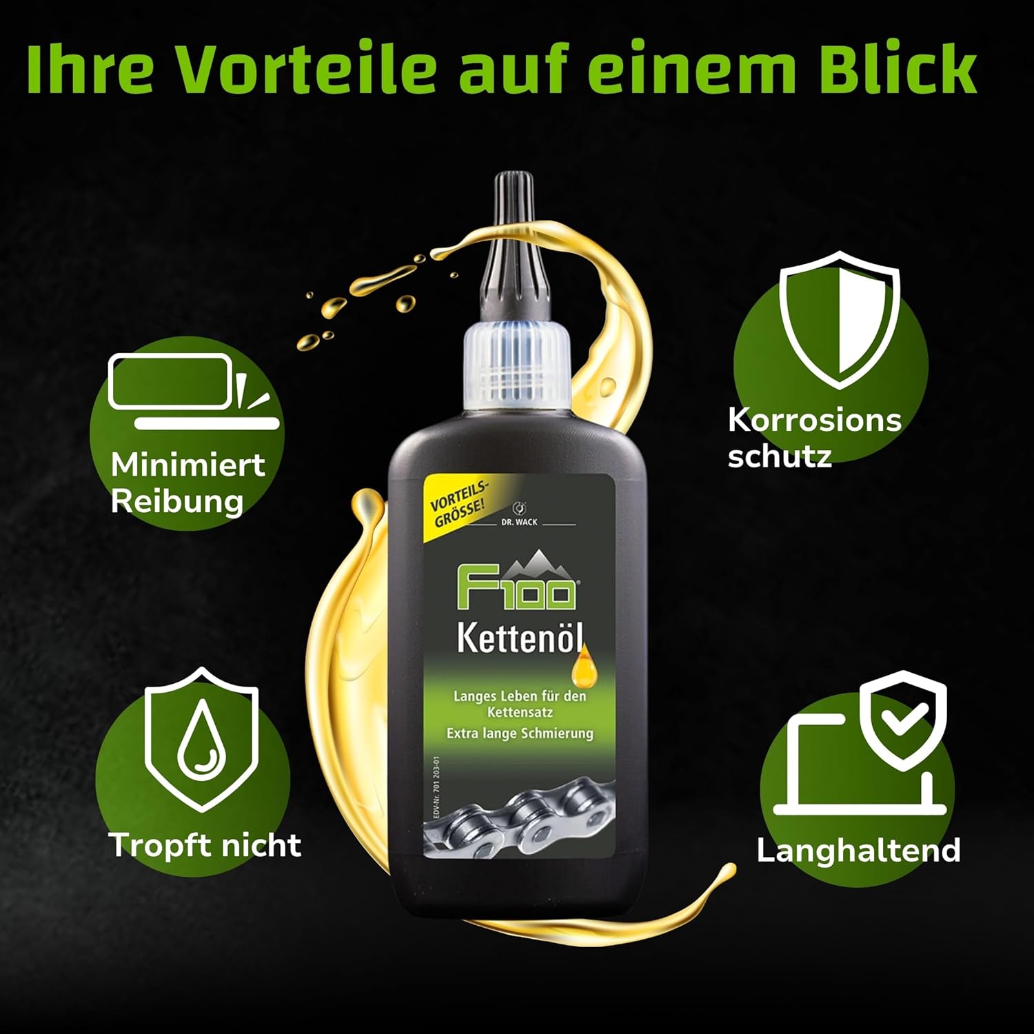 Thumbnail 4 de DR. WACK F100 Kettenöl für Fahrrad – 100 ml, lang anhaltende Schmierung