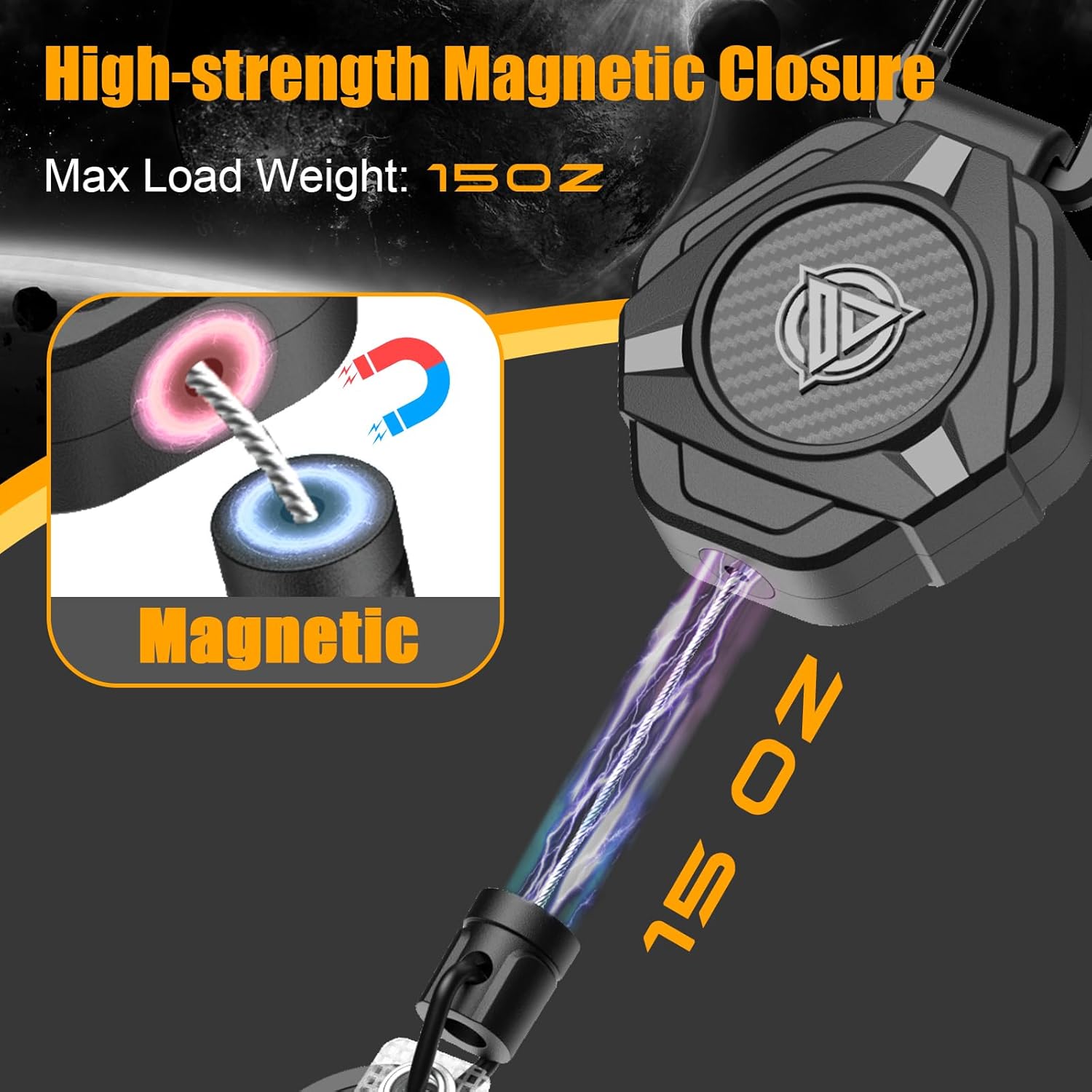 Detalle 1 de Oaridey Magnetic Retractable Keychain 31.8" cord ๐