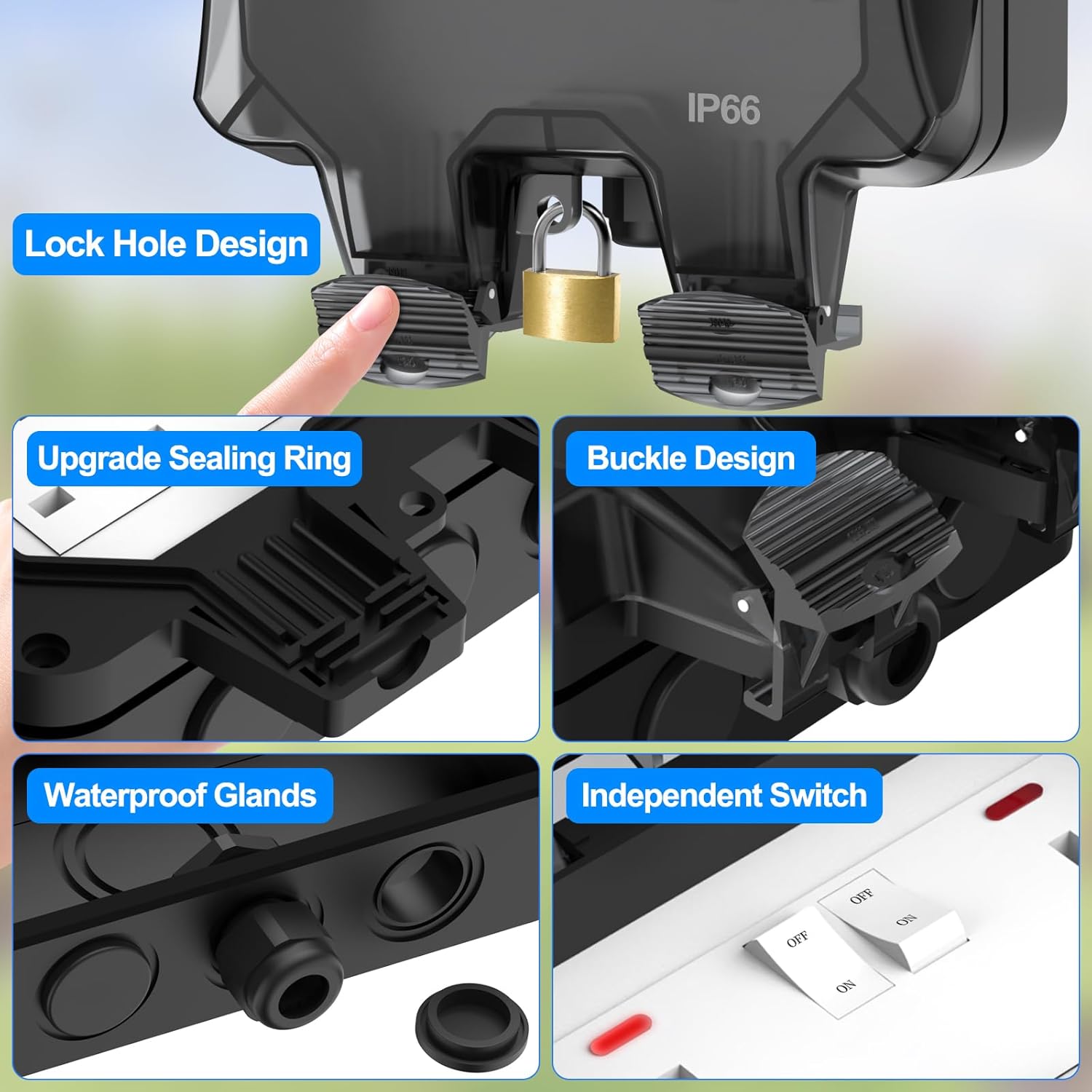 Thumbnail 2 de Outdoor Socket Waterproof IP66 Double 13Amp