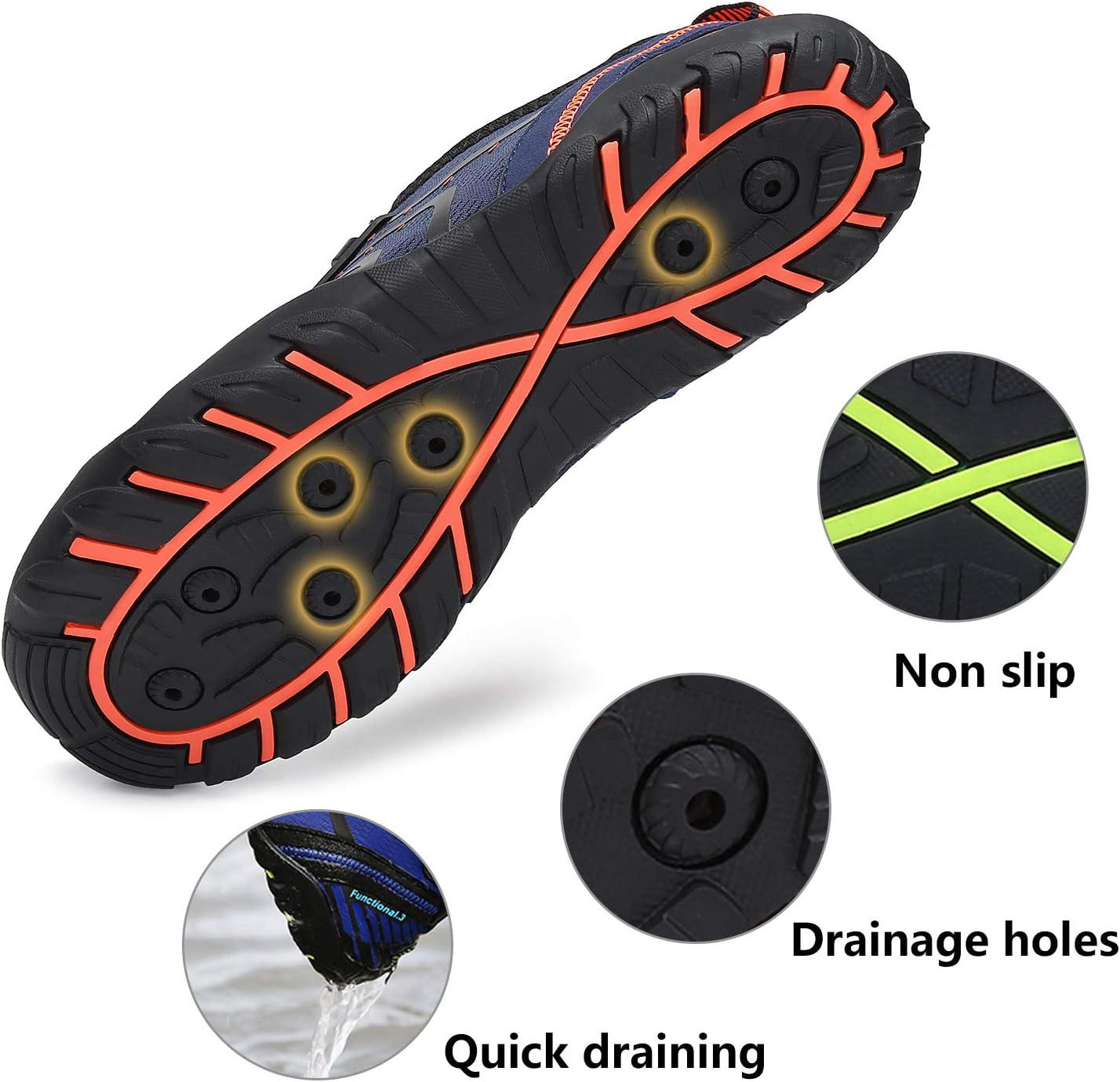 Detalle de SAGUARO Scarpe da Scoglio Uomo/Donna: Scarpe mare antiscivolo con asciugatura rapida e drenaggio efficace