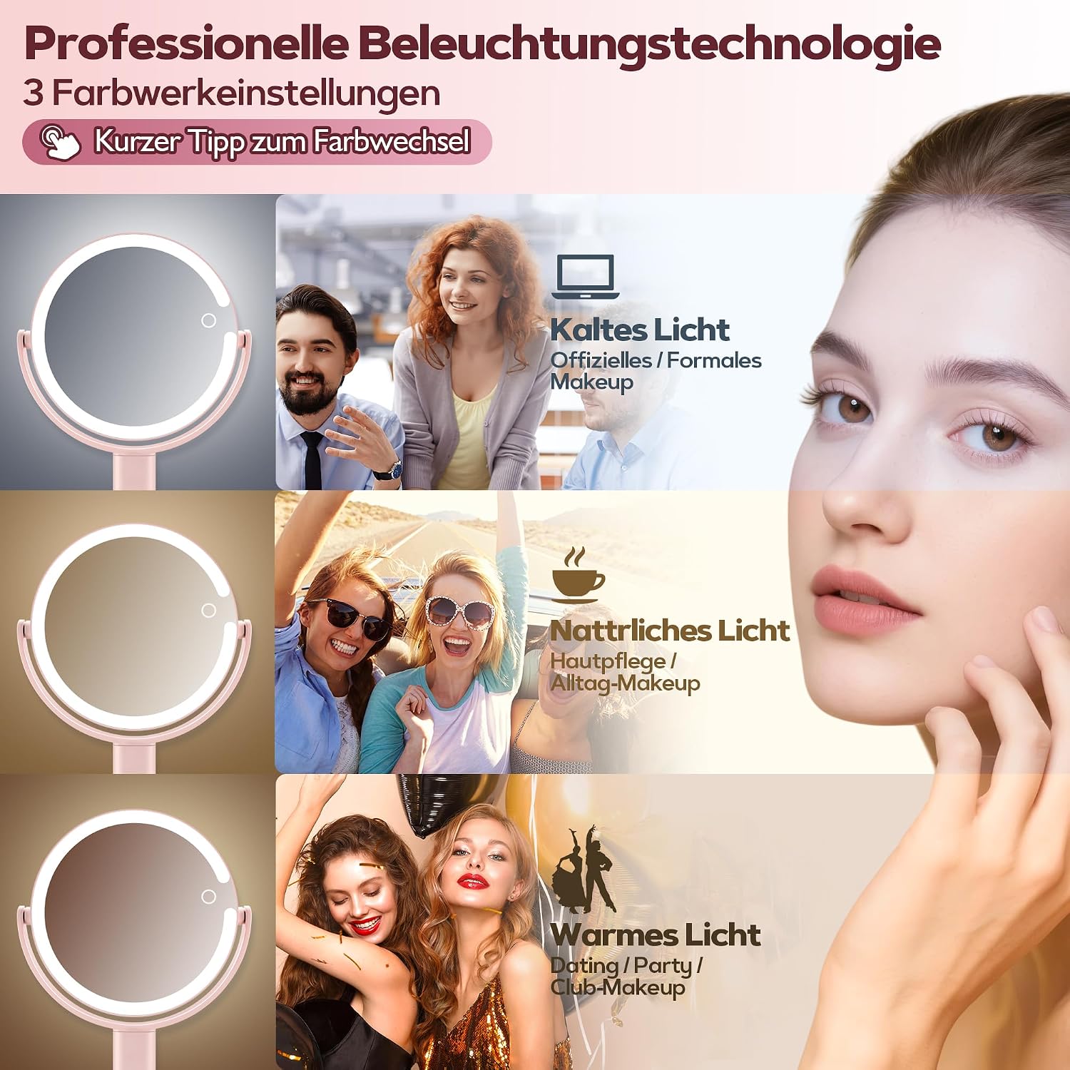 Thumbnail 1 de MOMOKUBA miroir cosmétique avec éclairage: magnification 20x et rotation 360°