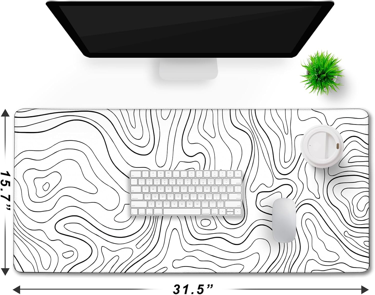 Detalle de TEDNETGO Large Gaming Mouse Pad, 31.5 x 15.8-Inch Black Lines Desk Mat