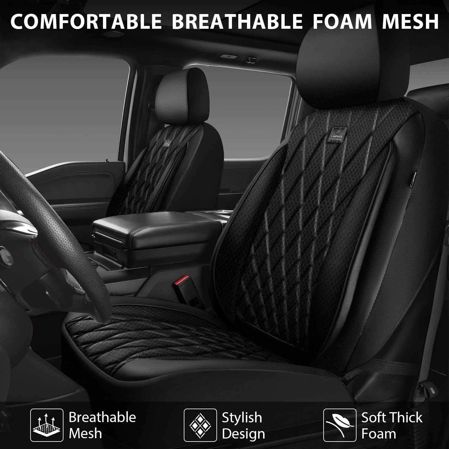 Thumbnail 1 de CAR PASS Thick Foam 3D Mesh Leather Car Seat Covers 1 Set