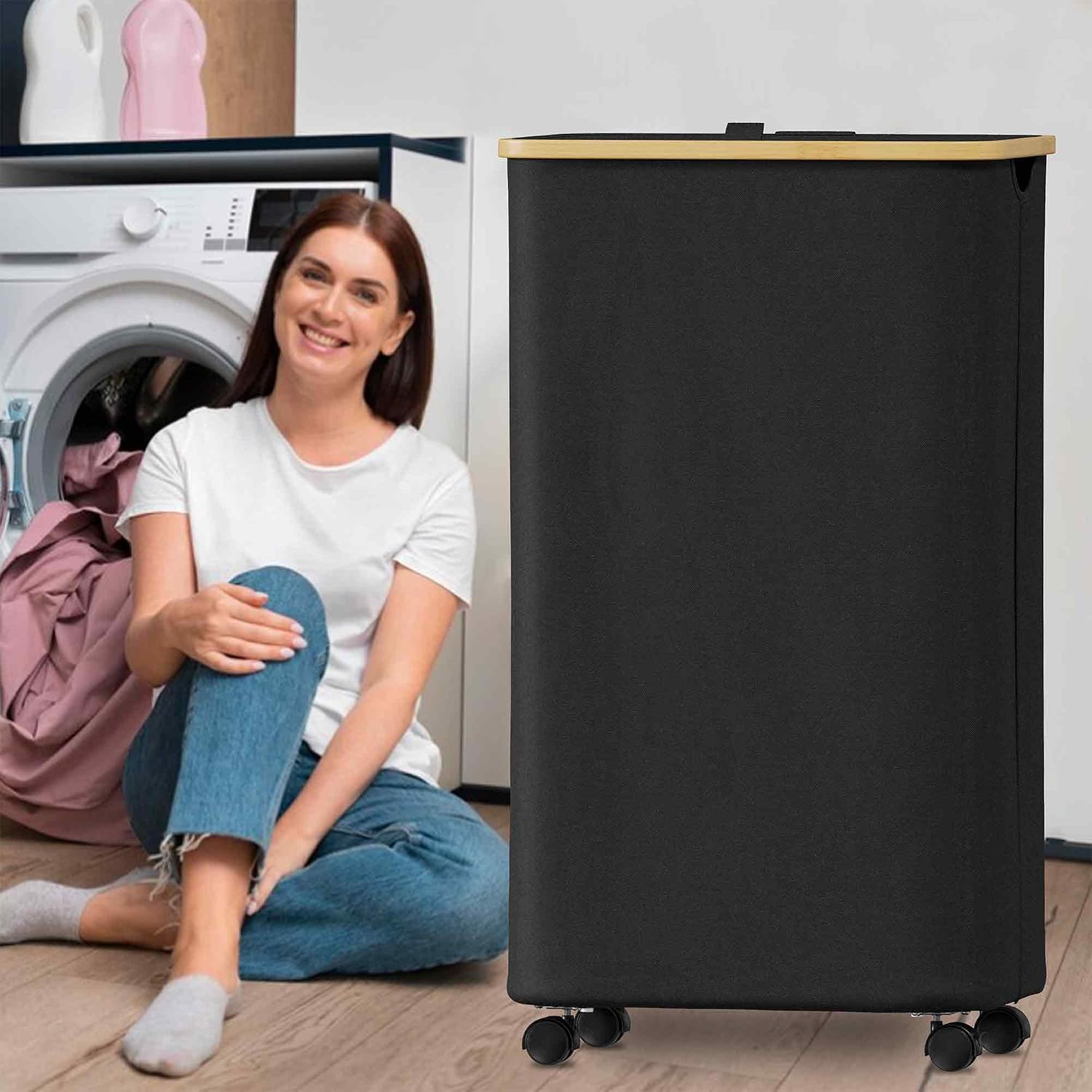 Thumbnail 1 de SUOCO 100L Rolling Laundry Hamper