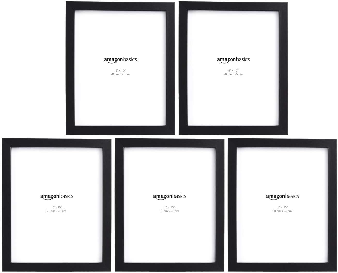 Detalle de Amazon Basics Rechteckiger Fotorahmen, 5 Stück, Schwarz, 20 x 25 cm