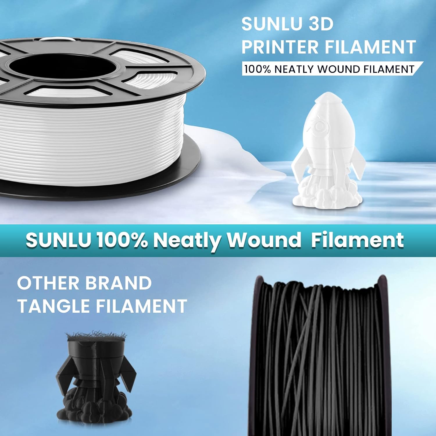 Thumbnail 3 de SUNLU PETG 1.75mm, 1kg White Filament – Strong PETG, Neatly Wound for Most FDM Printers