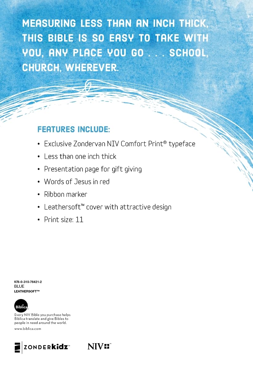 Thumbnail 1 de Zonderkidz NIV Bible for Kids, Large Print Leathersoft, Blue, Red Letter