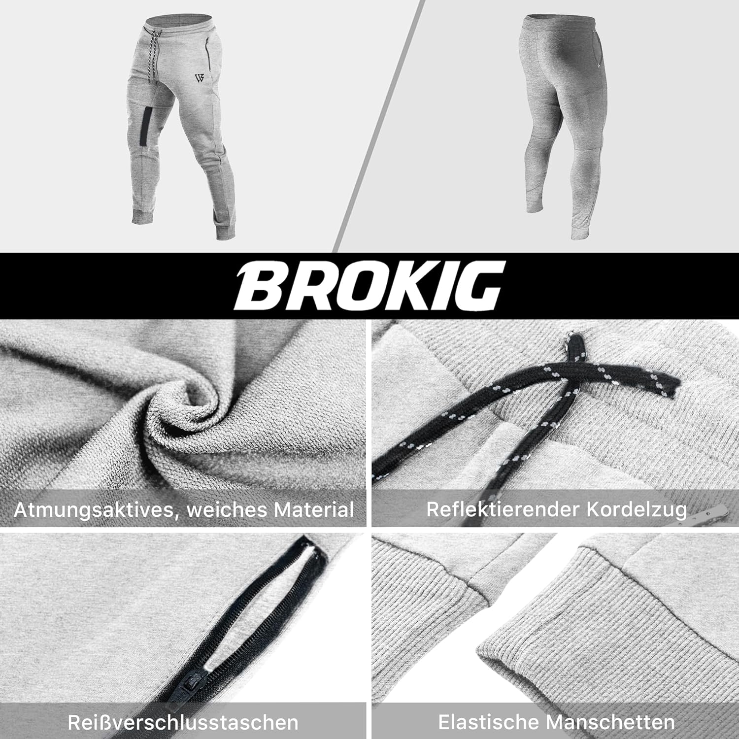 Thumbnail 4 de BROKIG Netz Gym Sporthose Herren Fitness Trainingshose Slim
