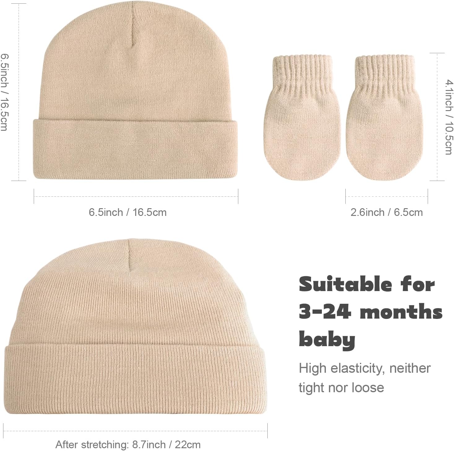 Thumbnail 1 de DRESHOW Ensemble Bonnet Beanie et Moufles d'hiver pour bébés et enfants (3 mois – 5 ans) – Tricotés chauds et extensibles