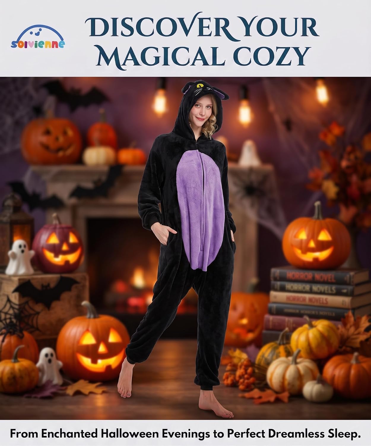 Thumbnail 6 de Solvienne Adult Halloween Onesie, Plush Zip-Up Pajamas with Pockets
