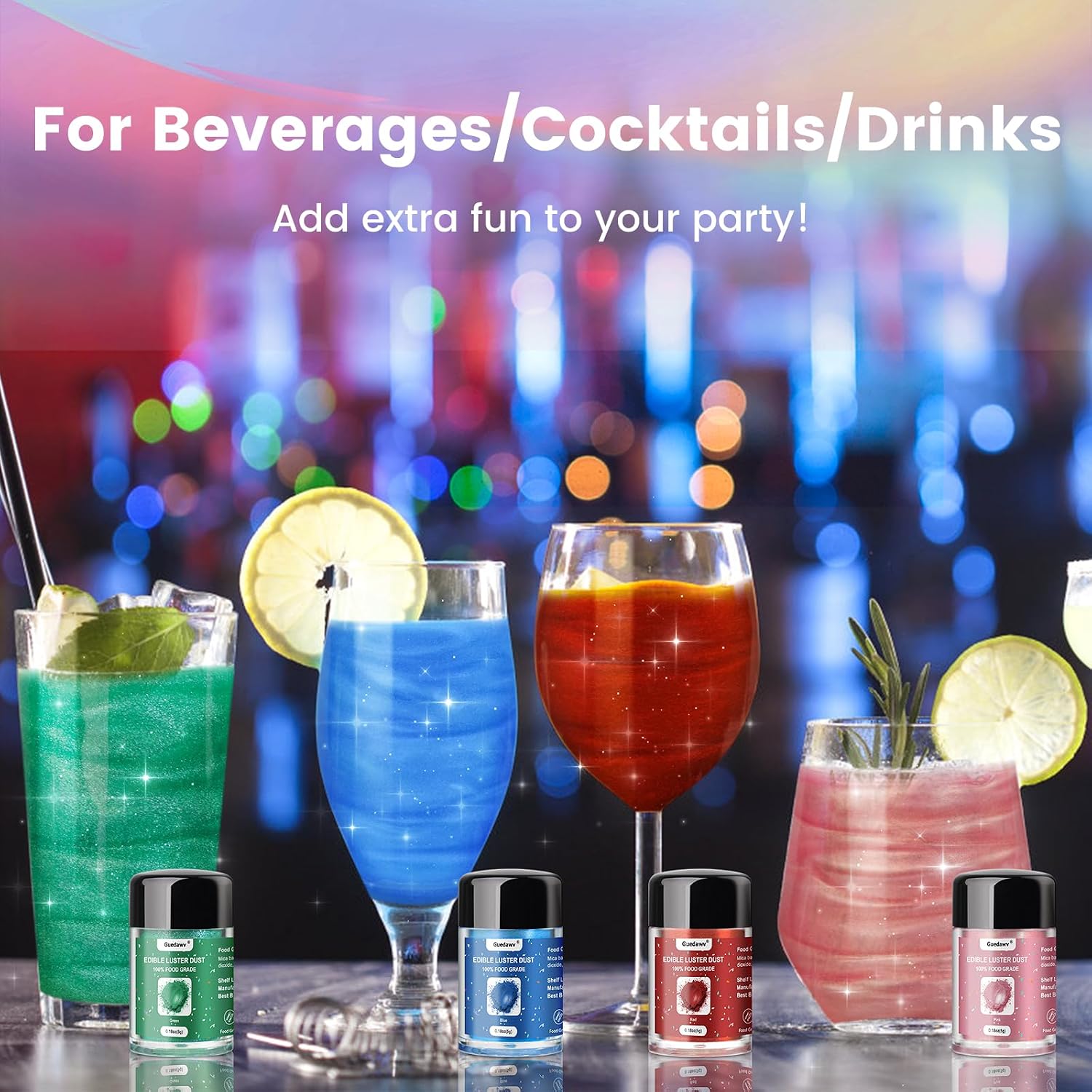 Detalle 2 de PUPKOLI Edible Glitter Set, 5 Colors, 5g Bottles for Drinks and Baking