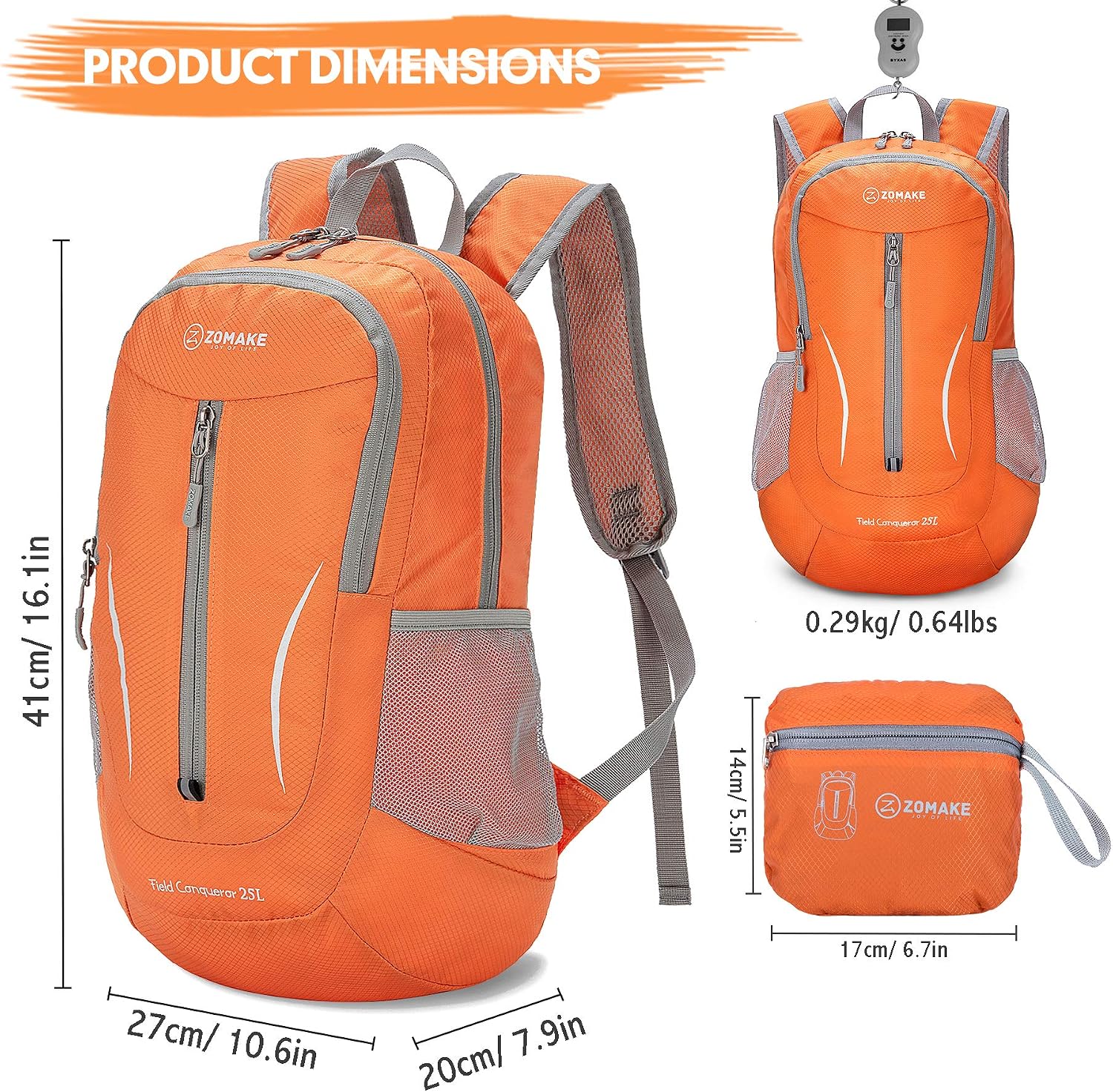 Detalle 2 de ZOMAKE sac à dos pliable 25L ultra léger