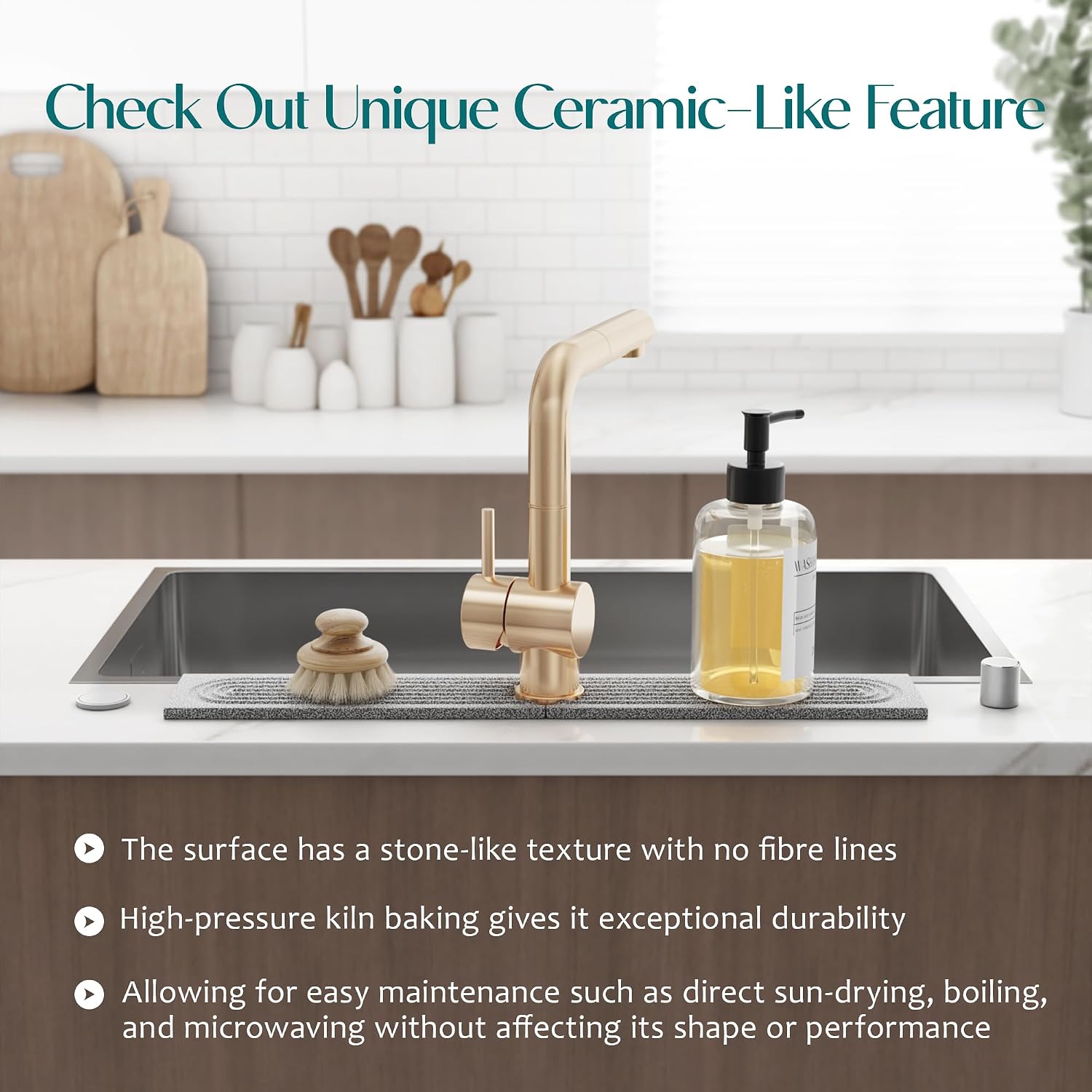 Thumbnail 6 de eormoe EOR-SQ-S-23.6X3.9IN Diatomite Sink Faucet Mat, Dishwasher-Safe