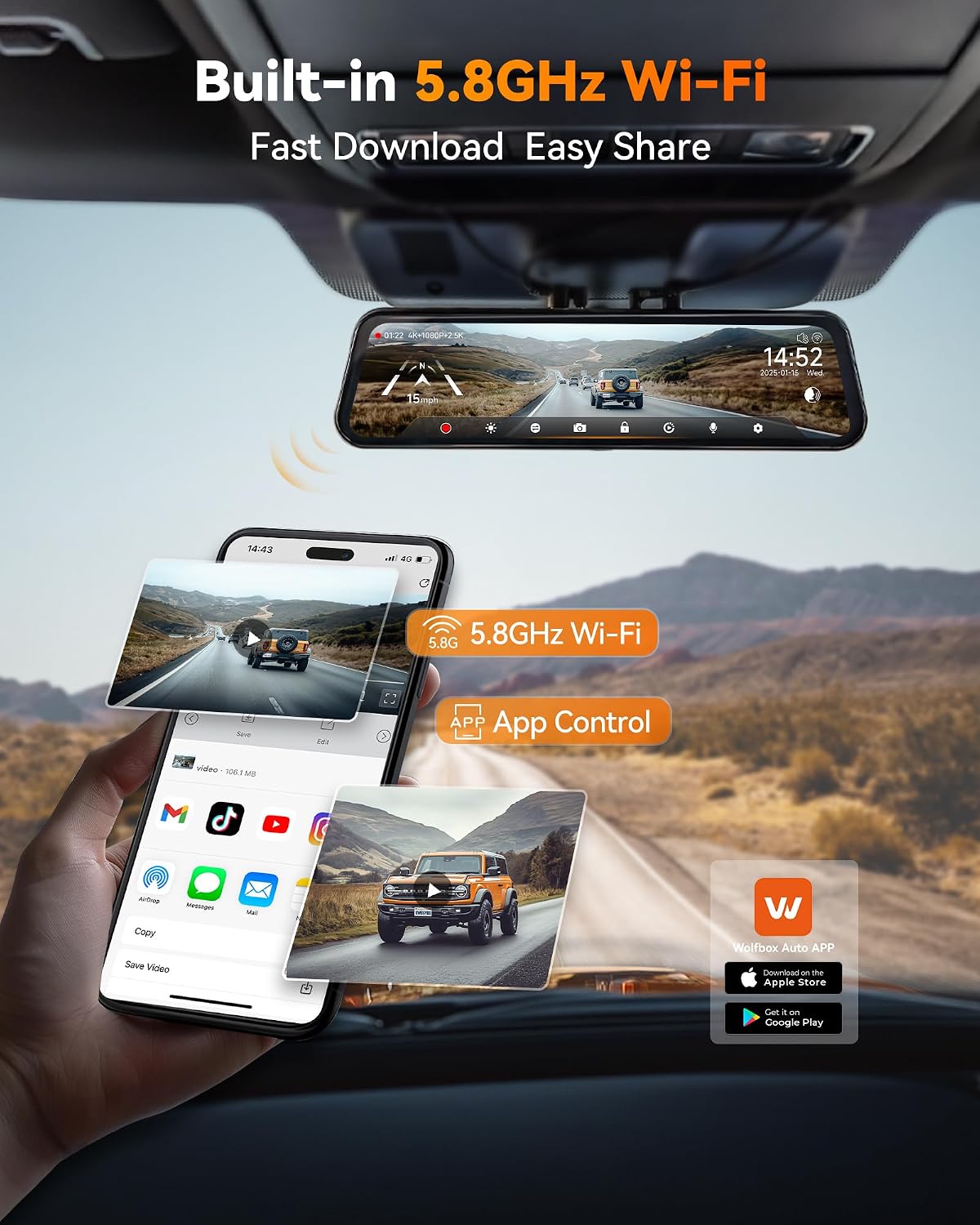 Thumbnail 4 de WOLFBOX G900 Tripro 256GB 4K Dash Cam