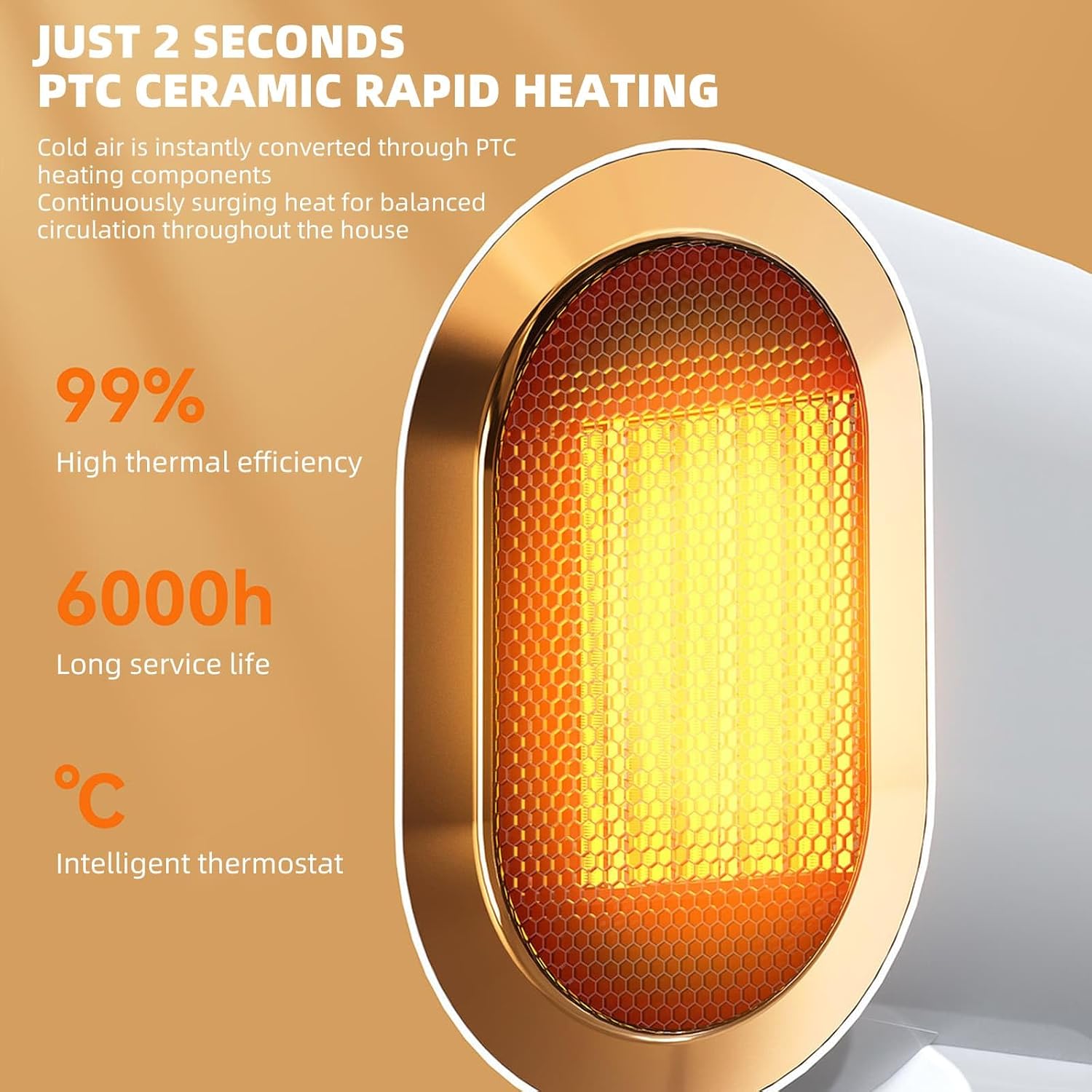 Detalle 2 de Portable Ceramic Heater 1200W fast heating fan heater