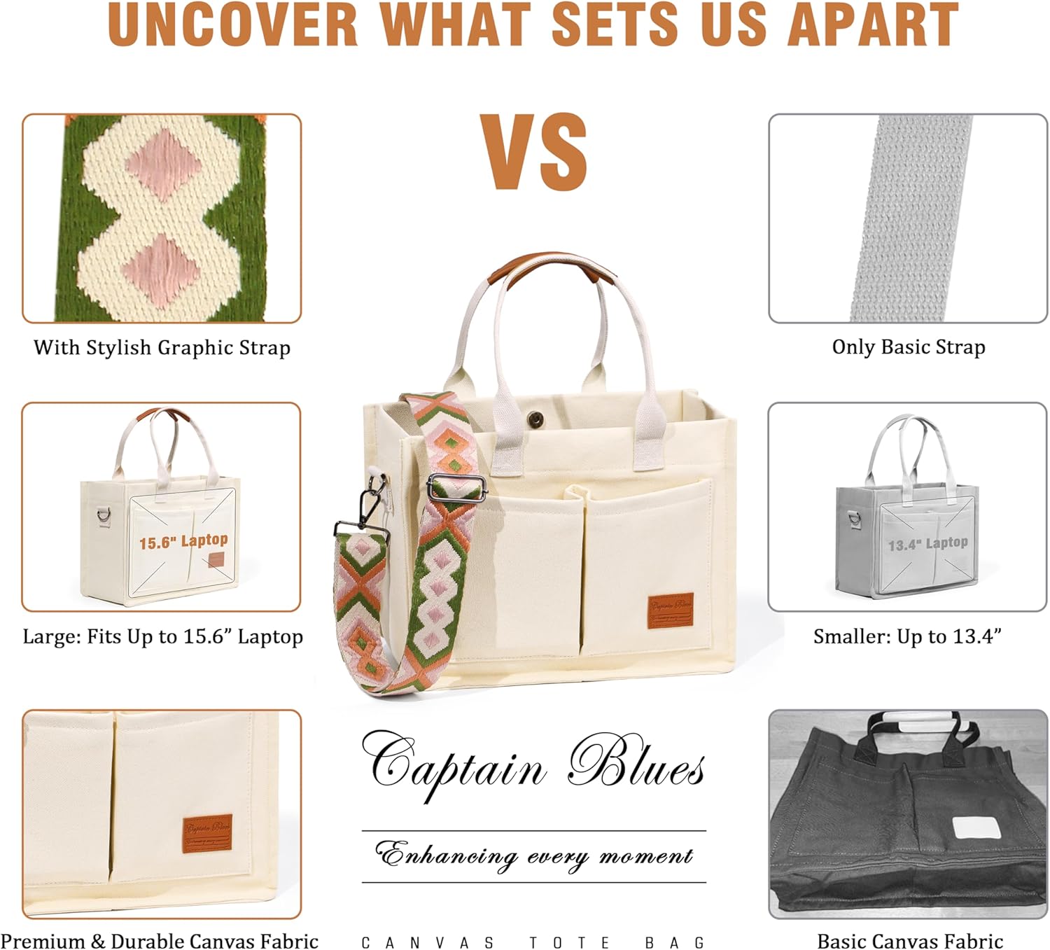 Thumbnail 5 de Captain Blues Canvas Tote Bag 36 x 14 x 27cm