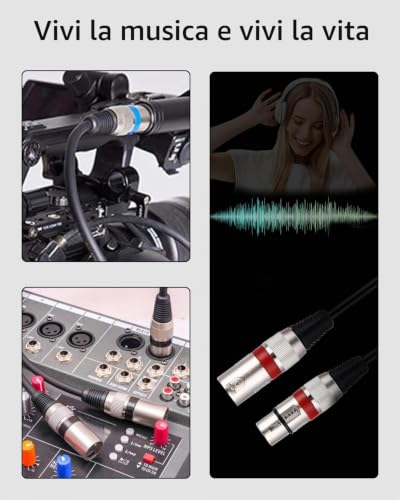 Thumbnail 4 de Xespis cavi XLR bilanciati, set da 6 pezzi da 5 m per audio e luci DMX