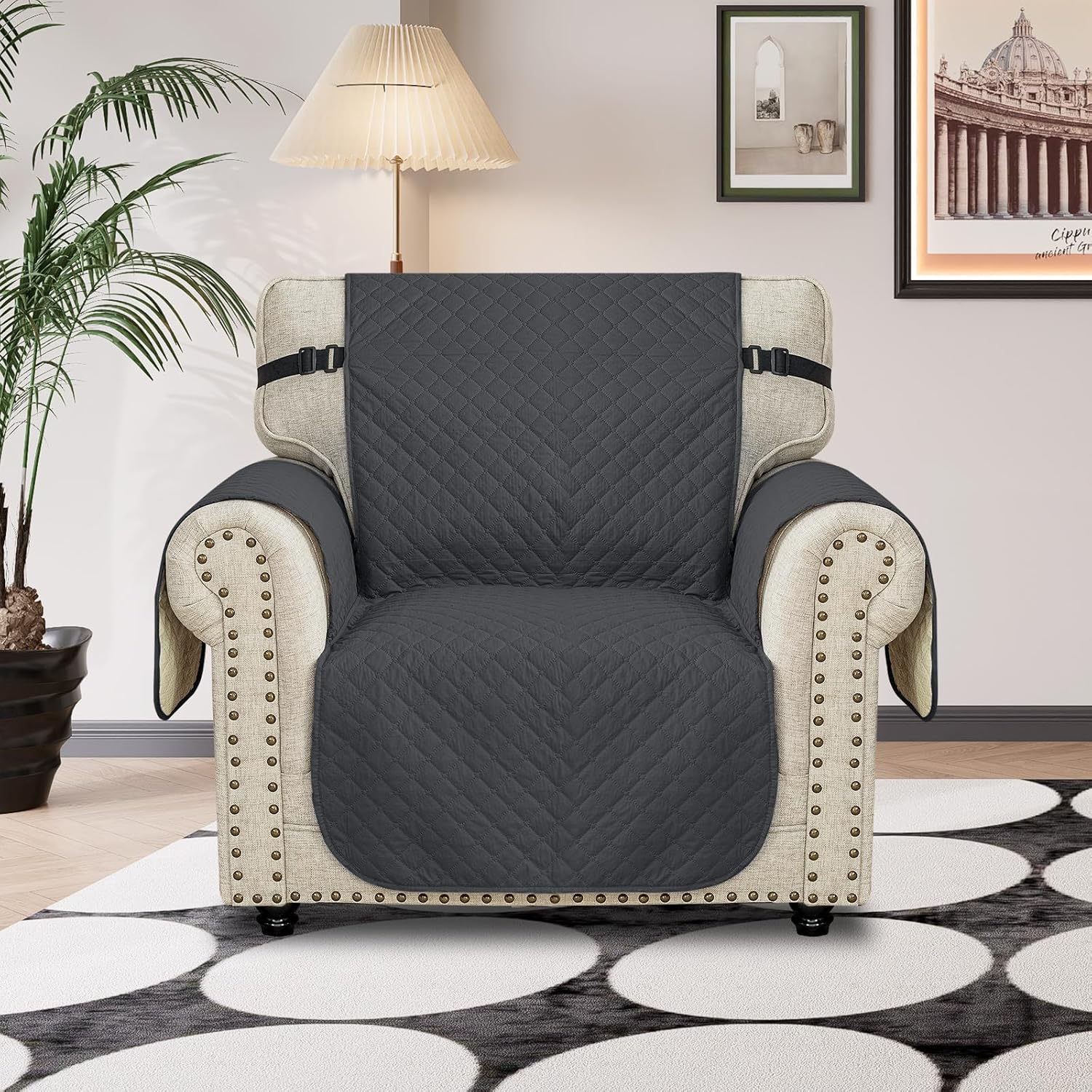 Detalle 2 de Ystyle Housse Canapé 1 Place 60cm Gris Foncé 🛋