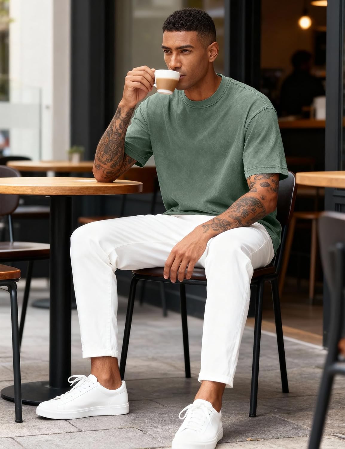 Thumbnail 4 de Eiscntd Men's Oversized T-Shirts: Heavyweight Cotton, Vintage Washed, Loose Fit