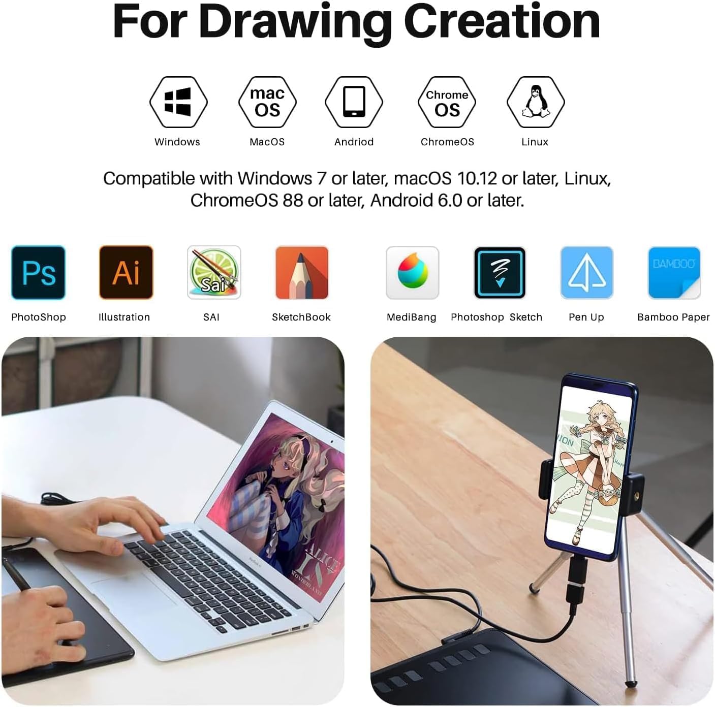 Detalle de HUION H950P graphics tablet with pen pressure