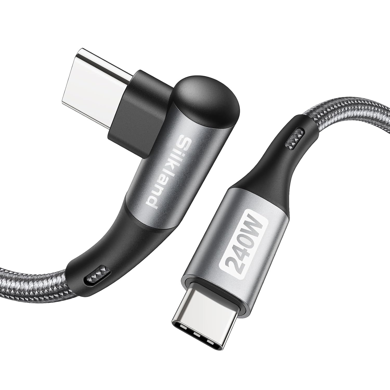 Detalle de Silkland USB-C auf USB-C Kabel 0,5 m (90°), bis zu 240 W, PD 3.1 & QC 4.0+