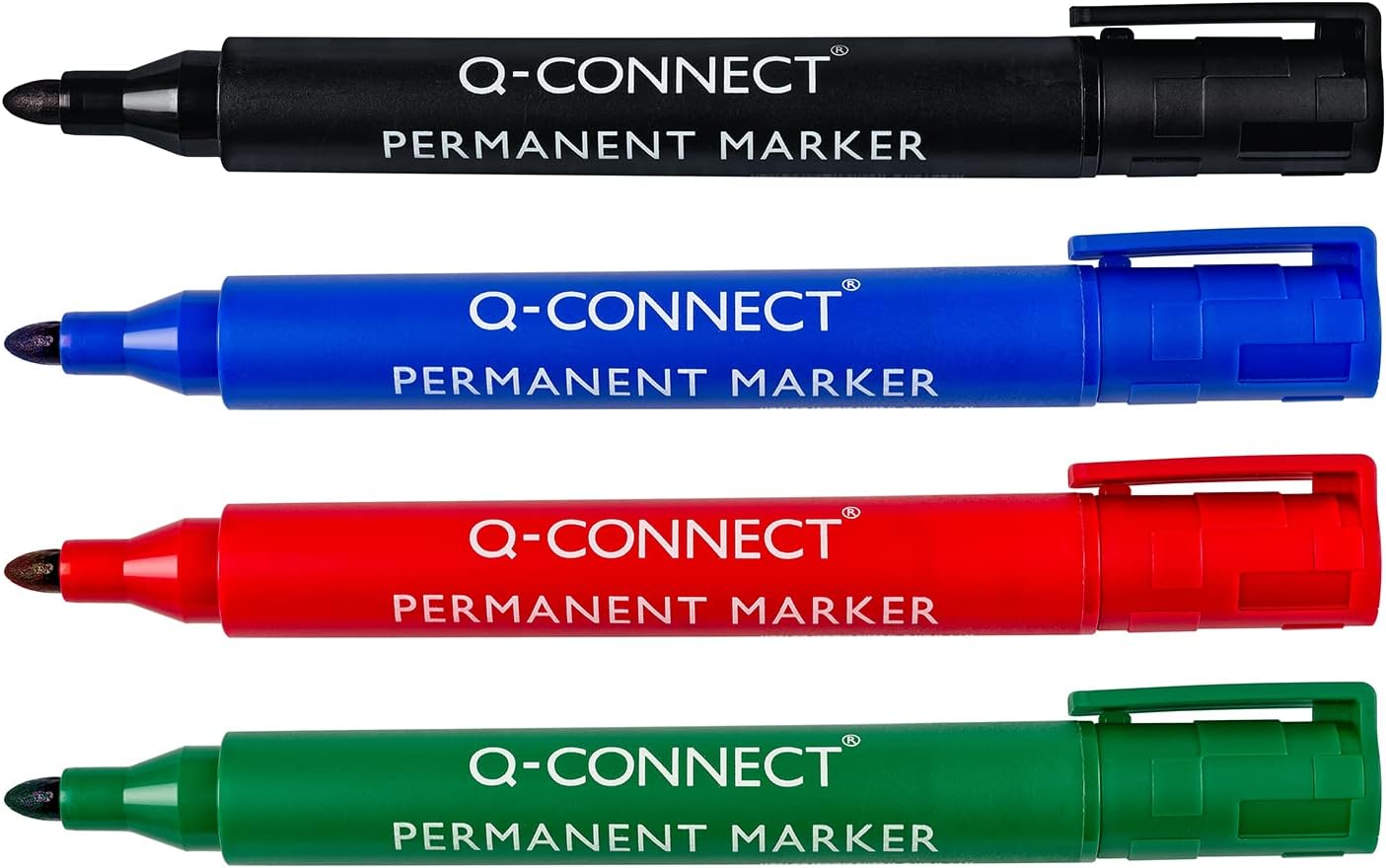 Detalle 2 de Q-Connect Bullet Tip permanentpenna, svart, vattenfast bläck, 10-pack