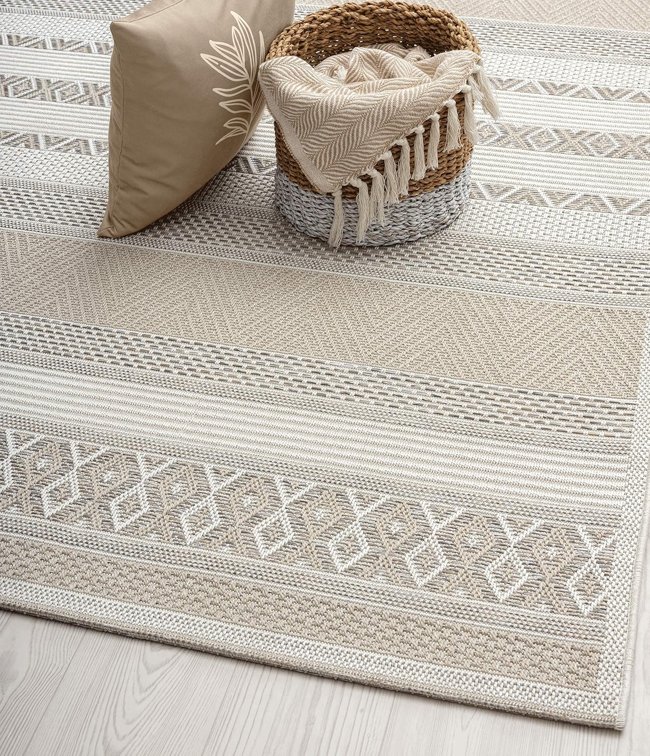 Thumbnail 1 de The Carpet Calgary 🌿 Alfombra Exteriores Beige 160 cm Redonda