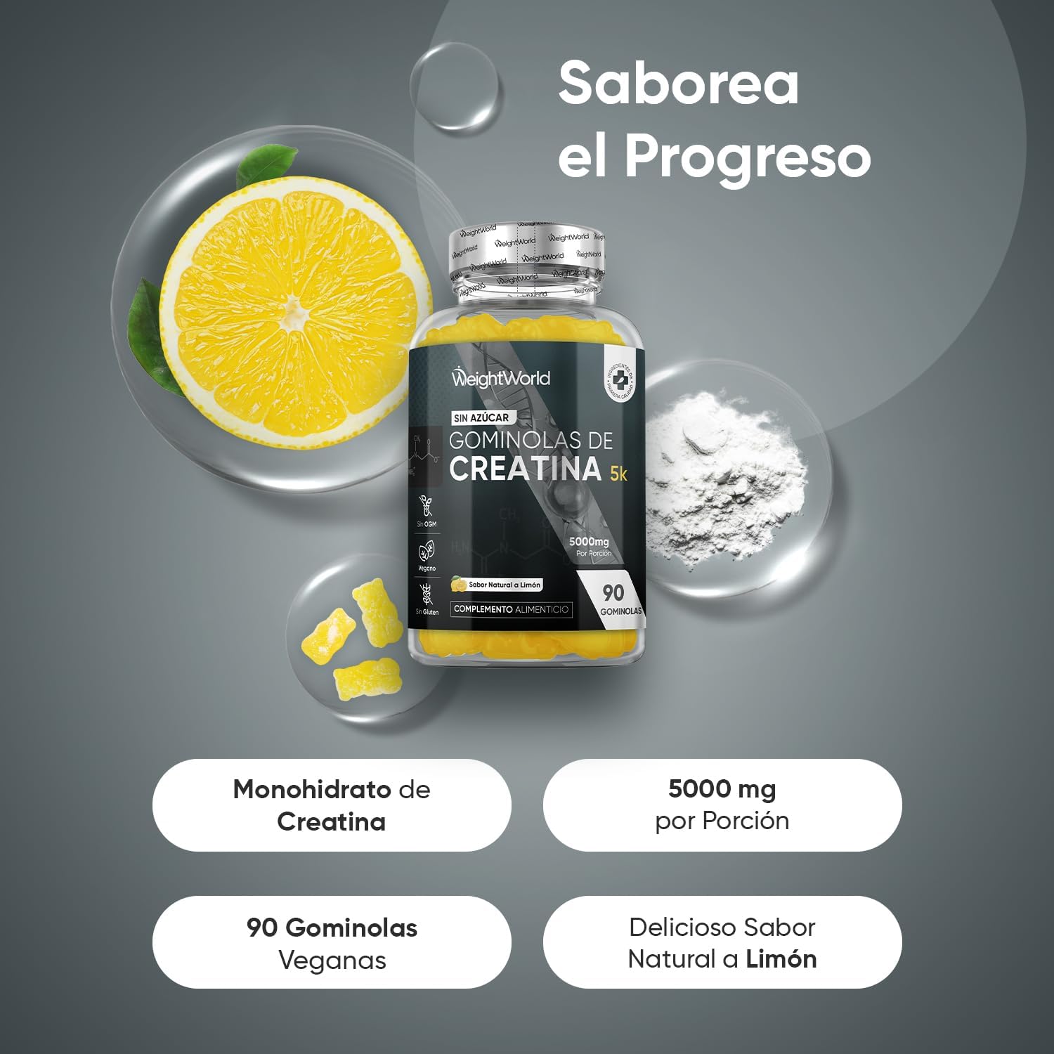 Thumbnail 1 de Gominolas de Creatina Monohidratada 3000mg 🍋 Sin Azúcar ni Gluten