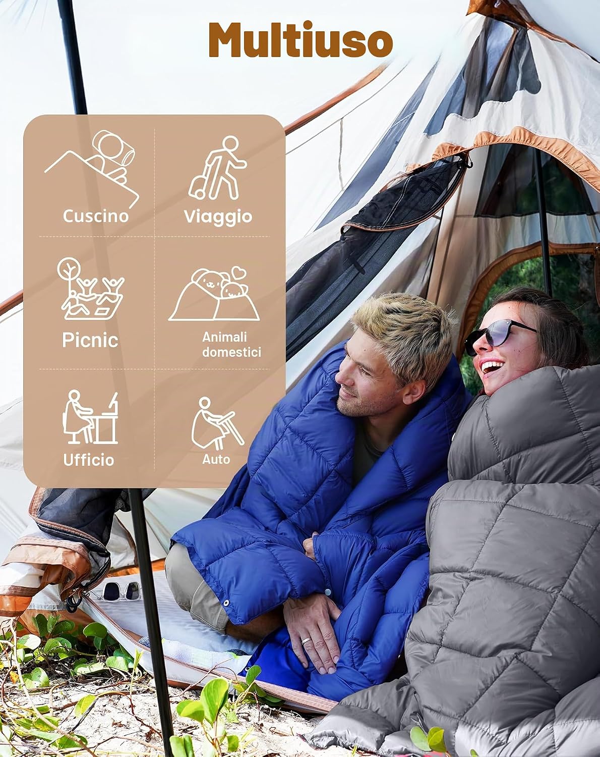 Detalle de KingCamp Coperta termica ultra leggera multifunzionale: calda e compatta per outdoor