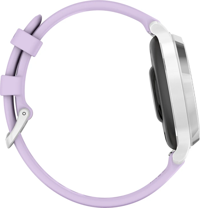 Detalle de Garmin Lily 2 Active Silber/Lila – Kleine Smartwatch mit GPS, Herzfrequenz & Training Coach