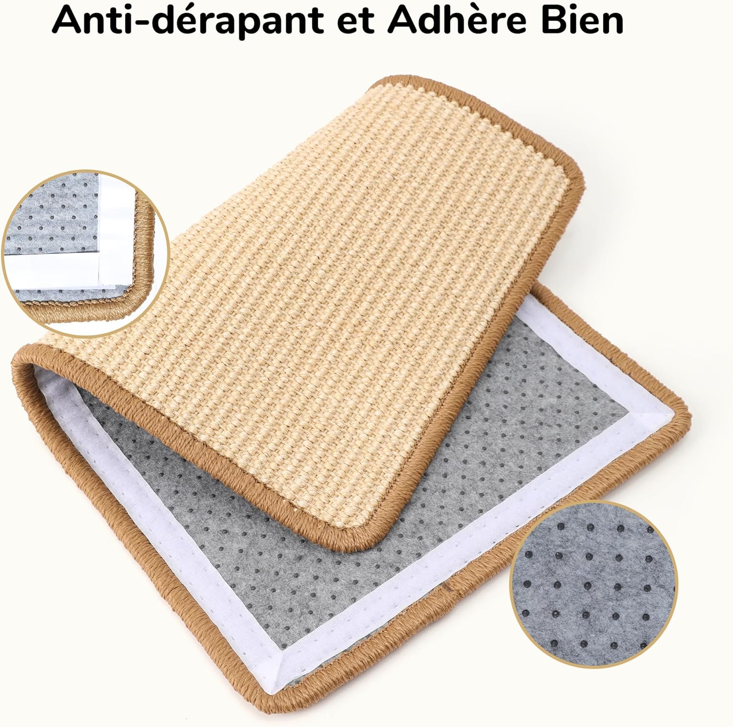 Thumbnail 2 de FUKUMARU Griffoirs pour Chats en sisal naturel 60 x 40 cm – lot de 2 tapis de grattage muraux ou au sol