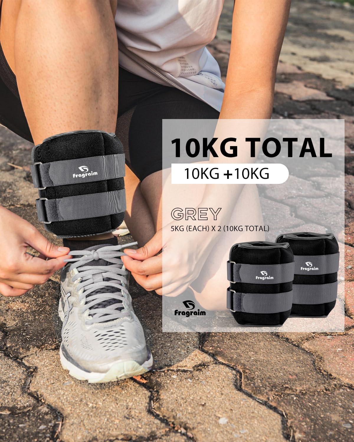 Detalle de Fragraim Gewichtsmanschetten für Fuß & Handgelenk (Paar) in 0,5 bis 10 kg – Trainingsgewichte für Gymnastik, Laufen & Bewegung