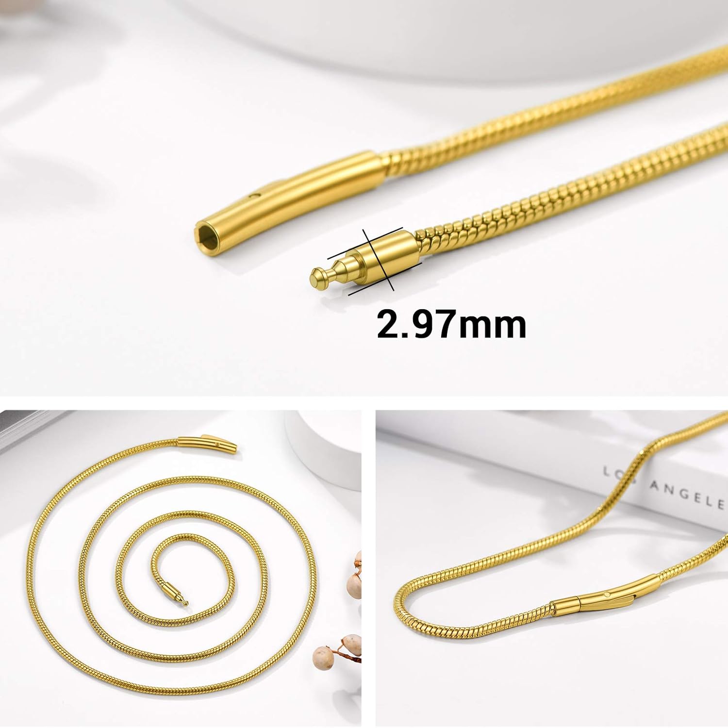 Thumbnail 4 de PROSTEEL Collier chaîne serpent en acier inoxydable 2 mm pour pendentif