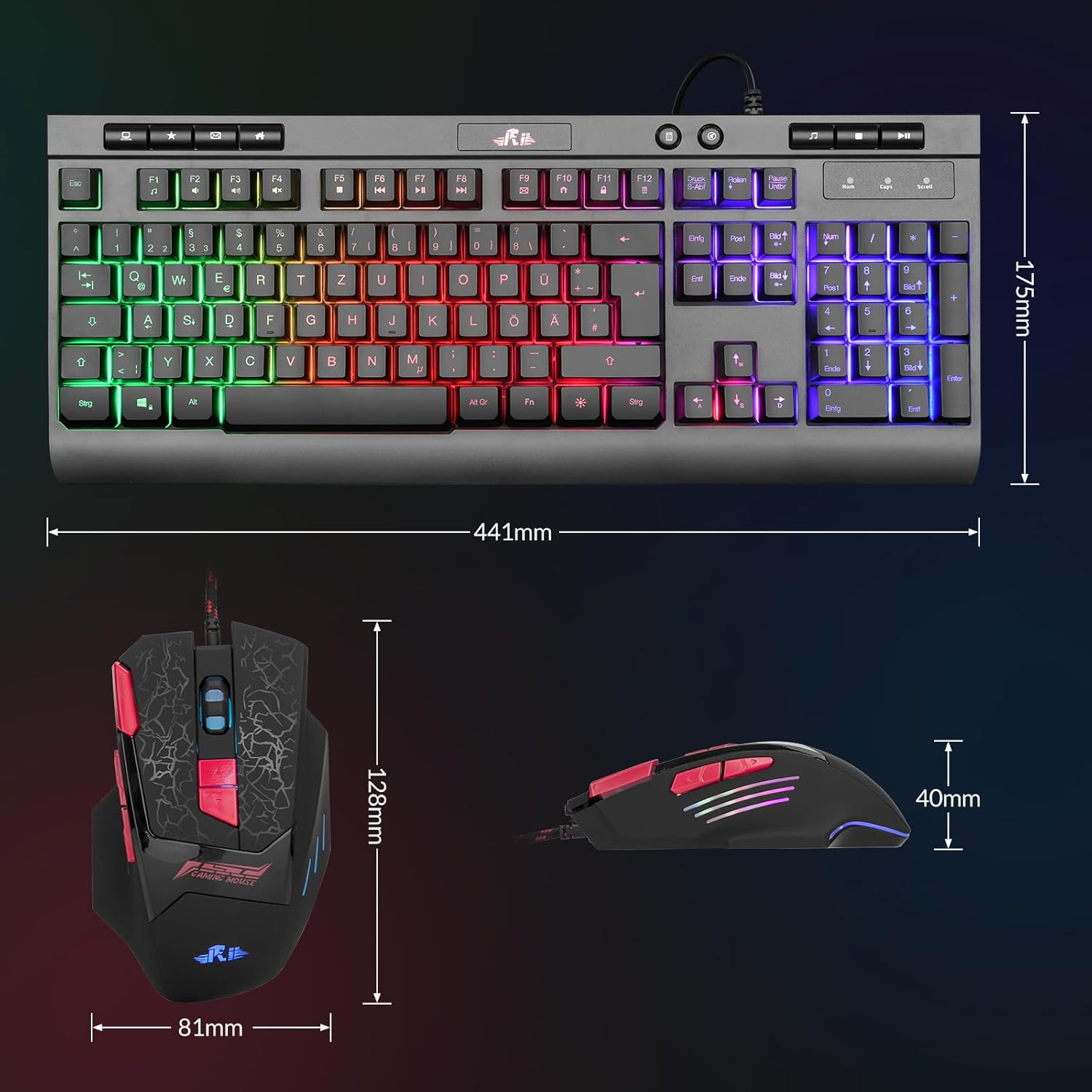 Detalle 2 de Rii RK900 Gaming Tastatur 3200 DPI