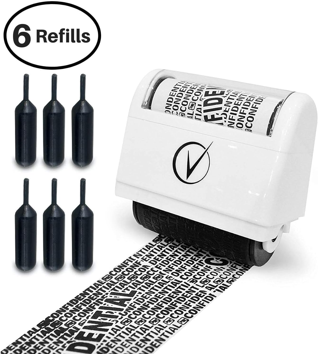 Thumbnail 6 de Vantamo kit timbro roller contro il furto di identità con 3 ricariche, oscurante privacy bianco Classy Black