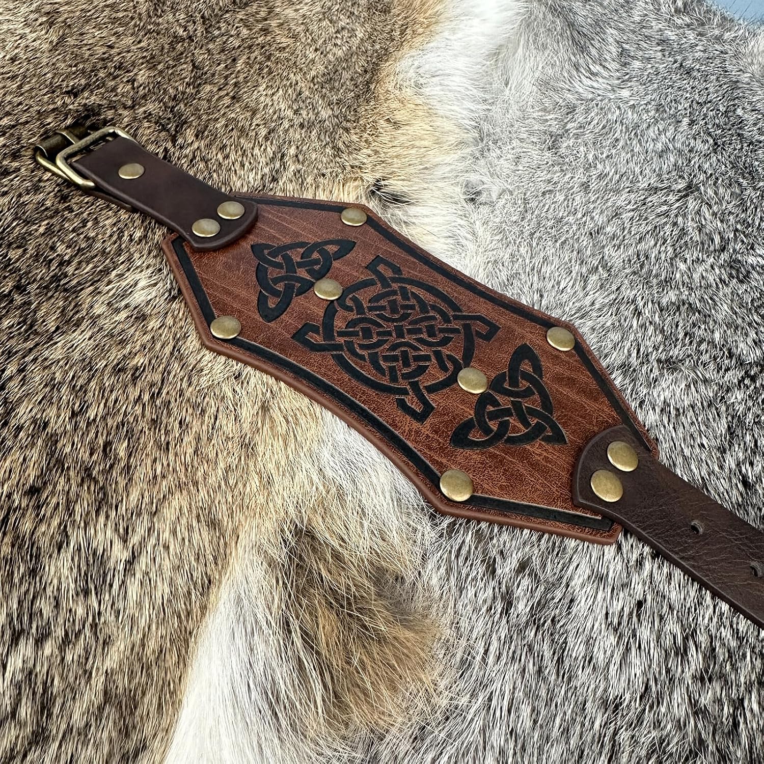 Thumbnail 4 de HiiFeuer Viking Runed Faux Leather Cuff Bracelet