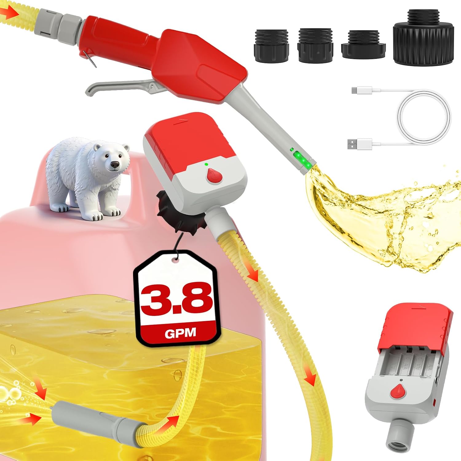 Detalle de MISFANS Cordless Fuel Transfer Pump, 5 GPM, DeWalt 20V and Milwaukee 18V Compatible