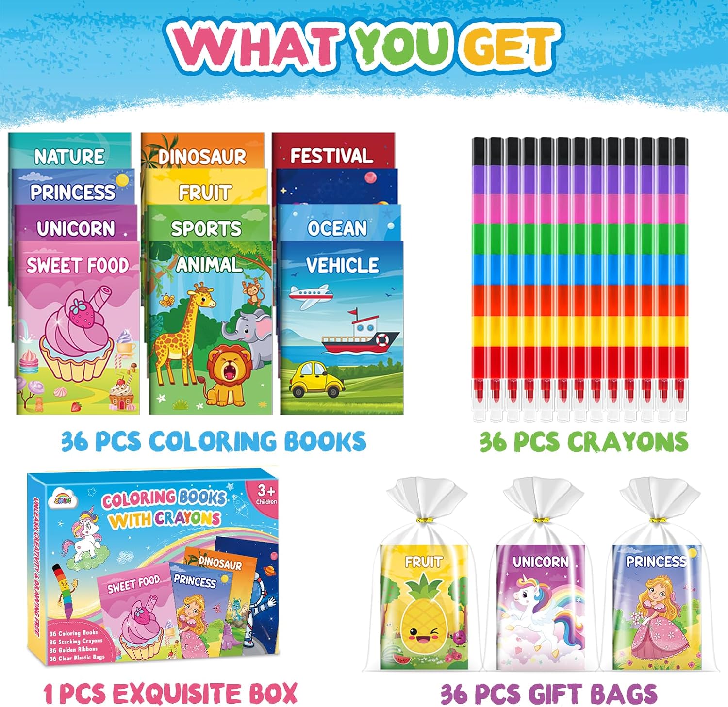 Thumbnail 3 de ZMLM Party Bag Fillers for Kids – 36 Pack Mini Colouring Books & Crayons
