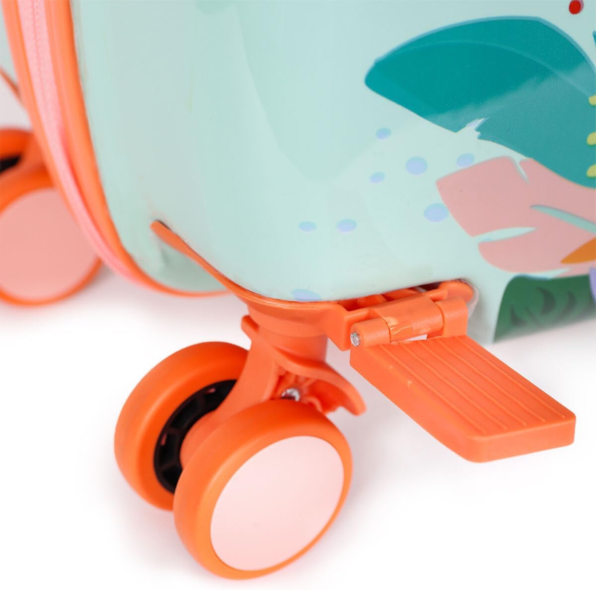 Detalle de Milk&Moo befahrbarer Kinderkoffer „Jungle Friends“ (21 L) – Rollkoffer zum Sitzen & Ziehen für 2–6 Jahre