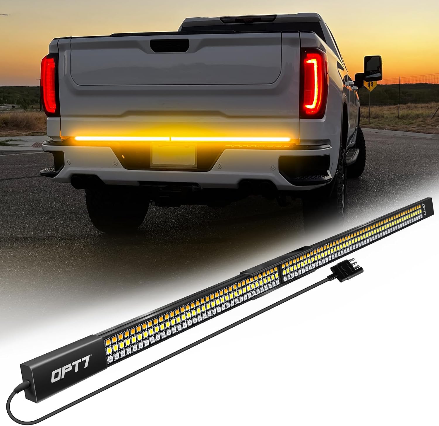 Detalle de OPT7 Redline Parlux 60" Tailgate Light Bar with Sequential Amber Turn Signals