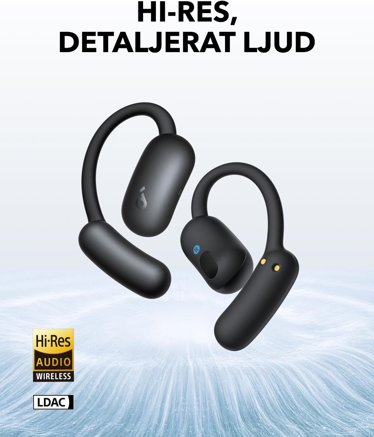 Detalle de soundcore AeroFit 2 A3874 – öppna hörlurar med justerbara öronkrokar
