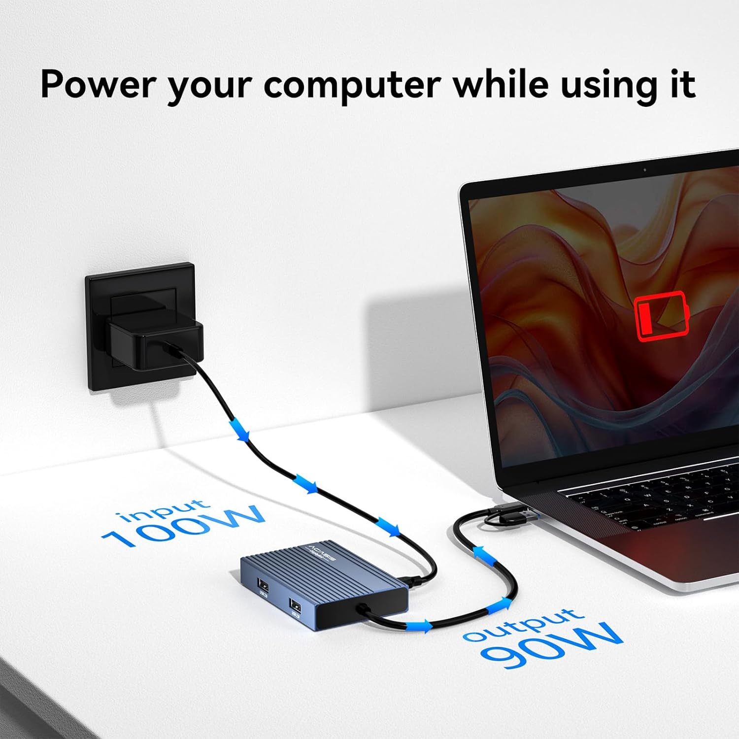 Thumbnail 5 de ACASIS USB-C to Dual HDMI DisplayLink Docking Station (4K@60Hz) with 2 HDMI outputs, 3 USB-A ports, and 100W PD charging