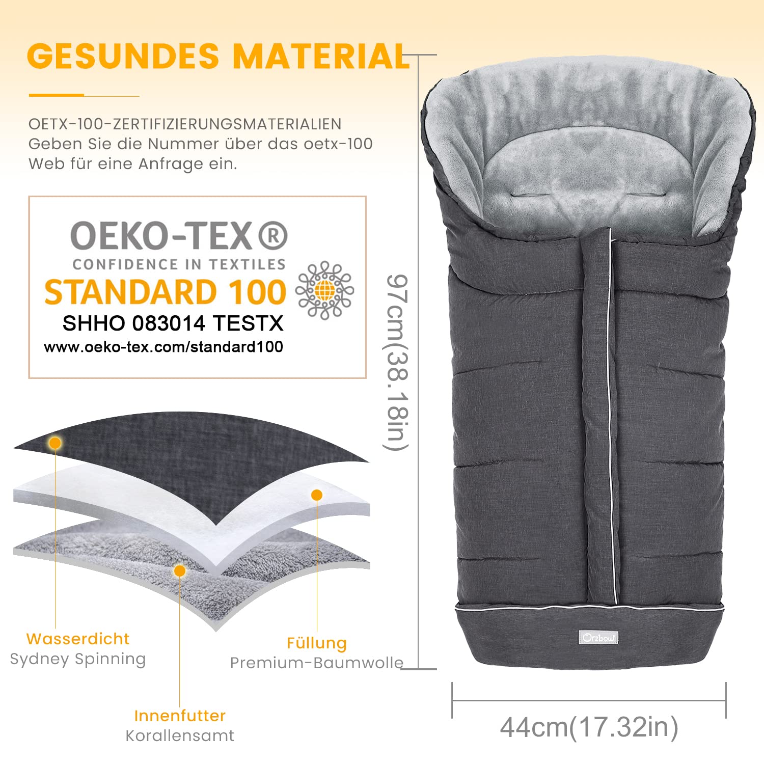 Thumbnail 4 de Orzbow Fußsack Kinderwagen Winter – Passend für alle Kinderwagen